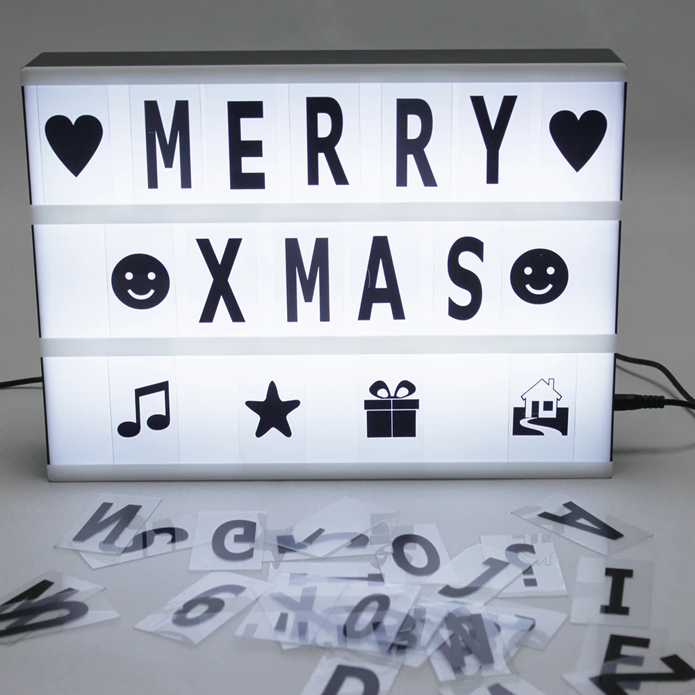 

1 Set LED Combination Light Box A4 A5 A6 Night Light DIY Letter Symbol Card Decoration USB/Battery Powered (battery not included