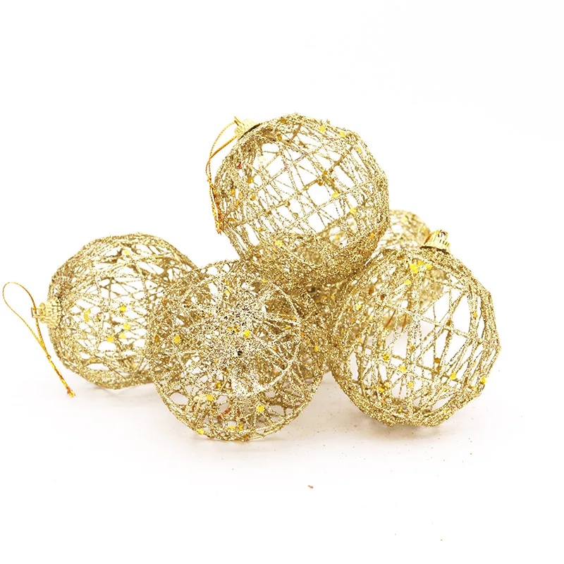 Hollow Round Christmas Decoration Ball, Simple Iron Ball, Window Decoration, 6cm, 6Pcs