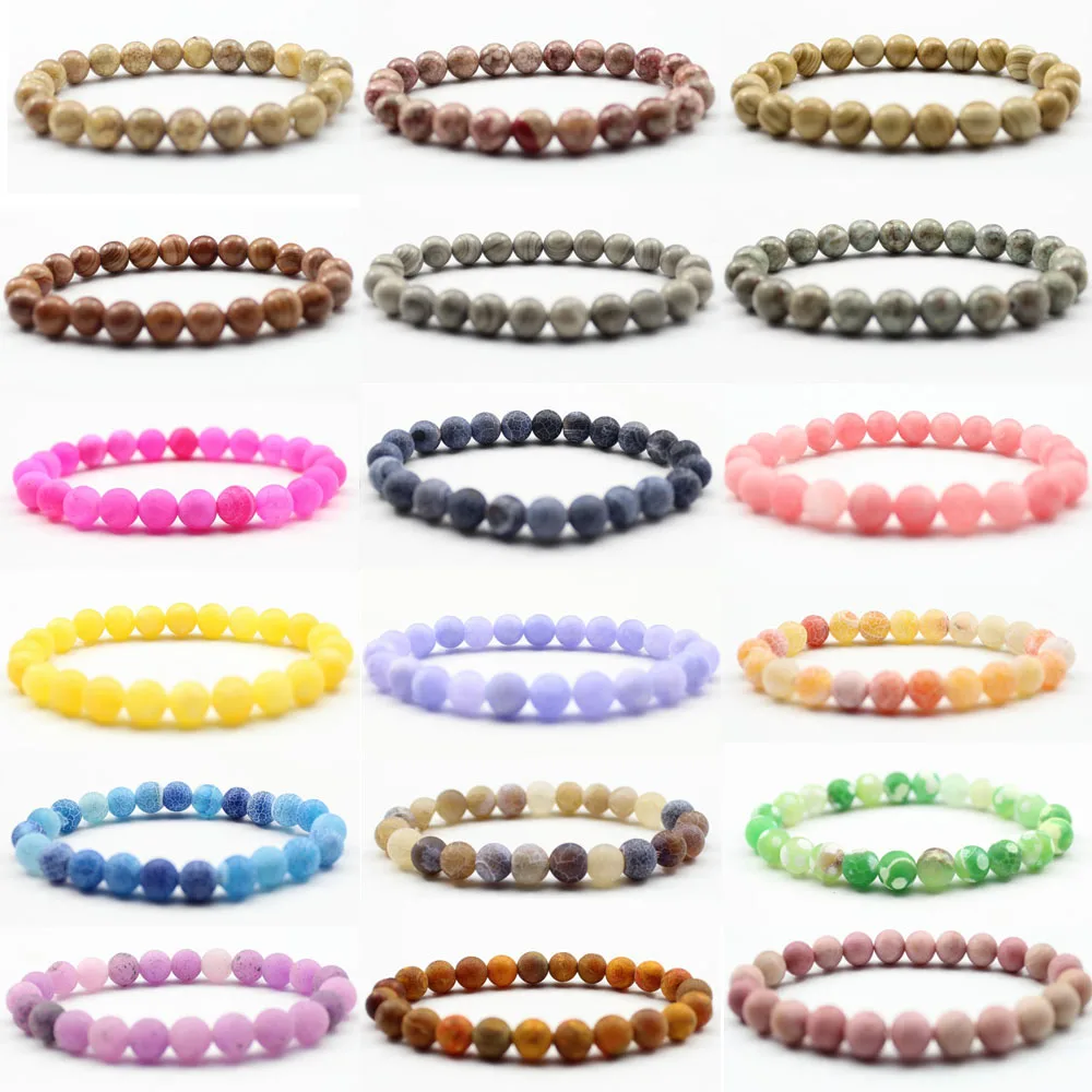 Hot 8mm Natural Stone Beaded Bracelet Men Women Jewelry Lava Rock Grain Weathered Matte Healing Beads Stretch Charm Yoga Bangle