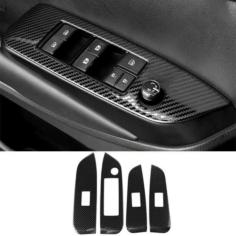 

For Toyota Highlander 2015-19 GL ABS carbon fiber car Window lift panel switch Moulding Cover Trim Car Accessories 4Pcs