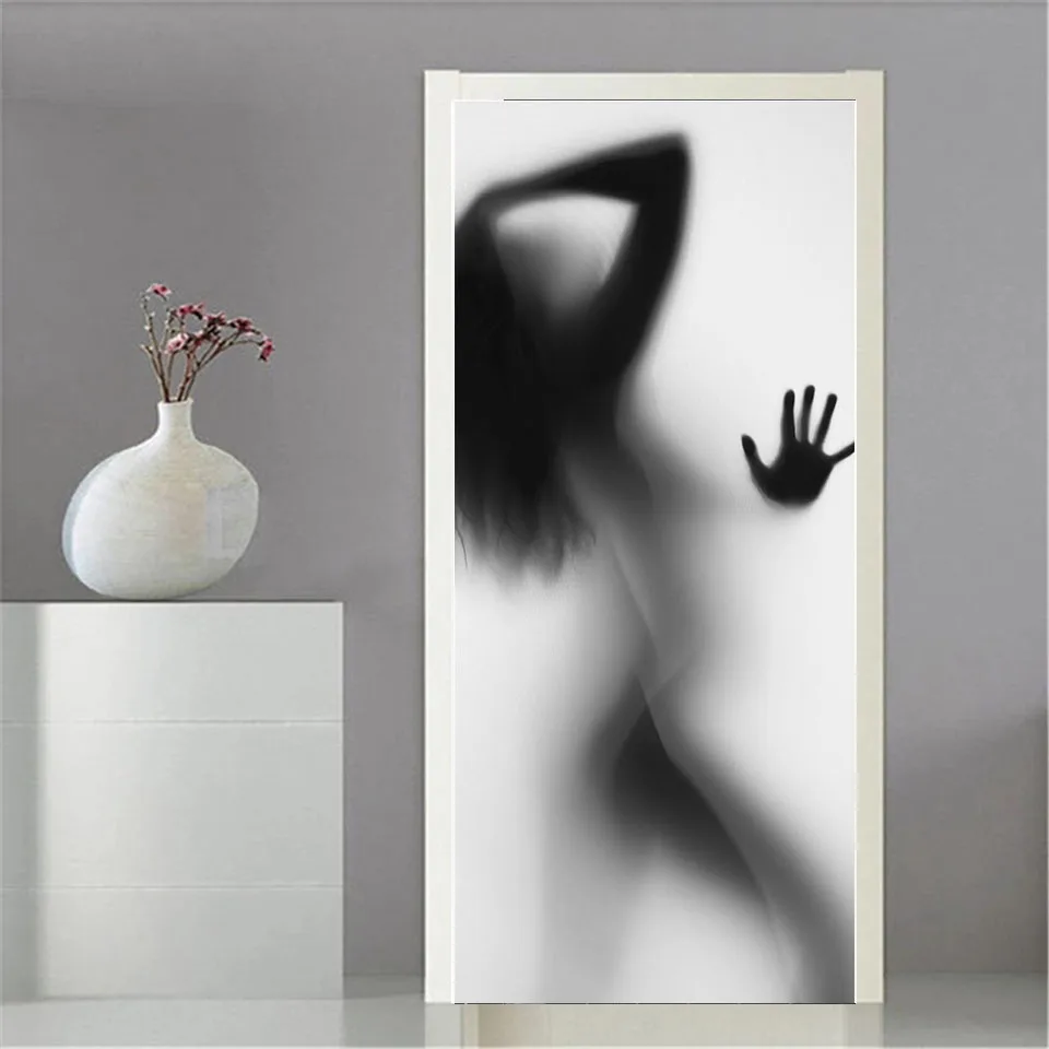Toilet Door Sticker Bathroom Washroom WC 3d Self-adhesive Wallpaper Bedroom Girls Room Poster Waterproof Vinyl Entrance Decor