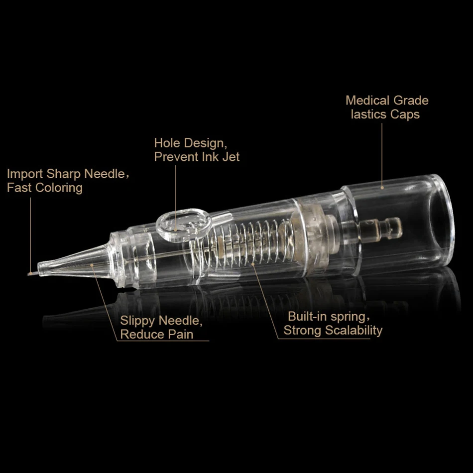 10 SZTUK BIOMASER Igły do tatuażu Jednorazowa igła do makijażu permanentnego do maszynki do tatuażu brwi i ust z 1R, 2R, 3R, 5R