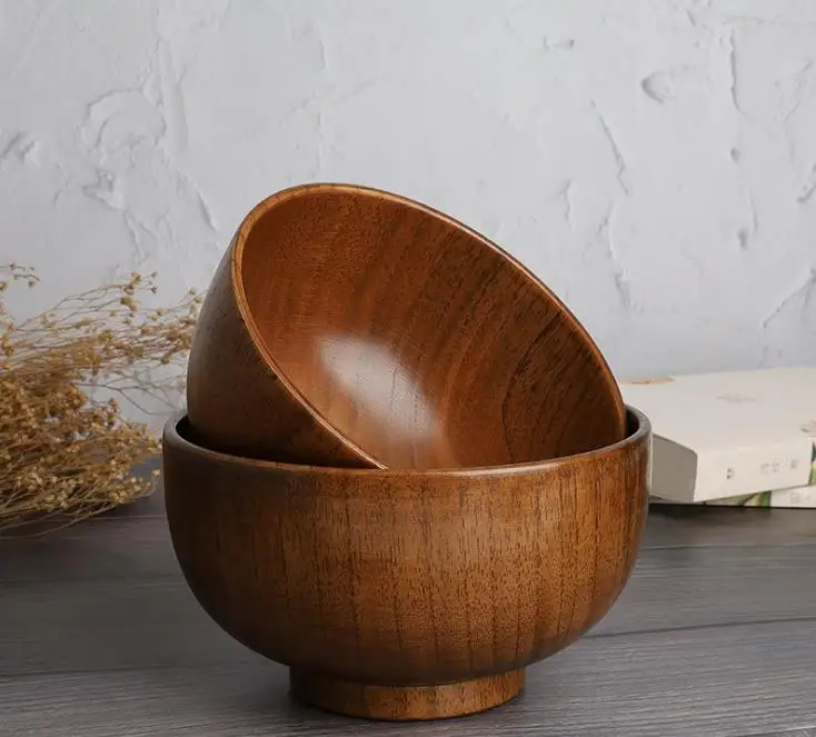 Wooden Bowl Tapanese Soup Rice Noodles Bowls Kids Lunch Box Kitchen Tableware For Baby Feeding Food Containers  SN3767