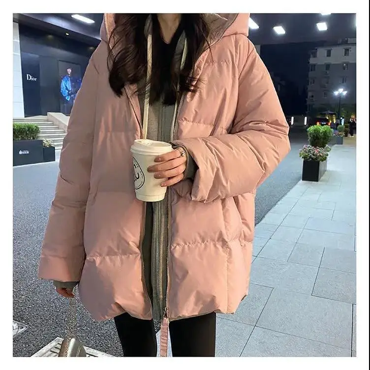 2022 New Kawaii Korean Style Coat Loose Warm Thick Winter Mid-length Bread Coat Jacket Girl Down Cotton Jacket Women Students
