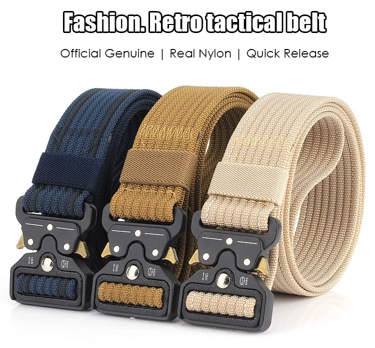 Hssee Retro taktischen Gürtel für Männer Metalls chnalle Schnell verschluss Militär armee Gürtel robuste Nylon Outdoor Casual Gürtel Gürtel männlich – Detail 1