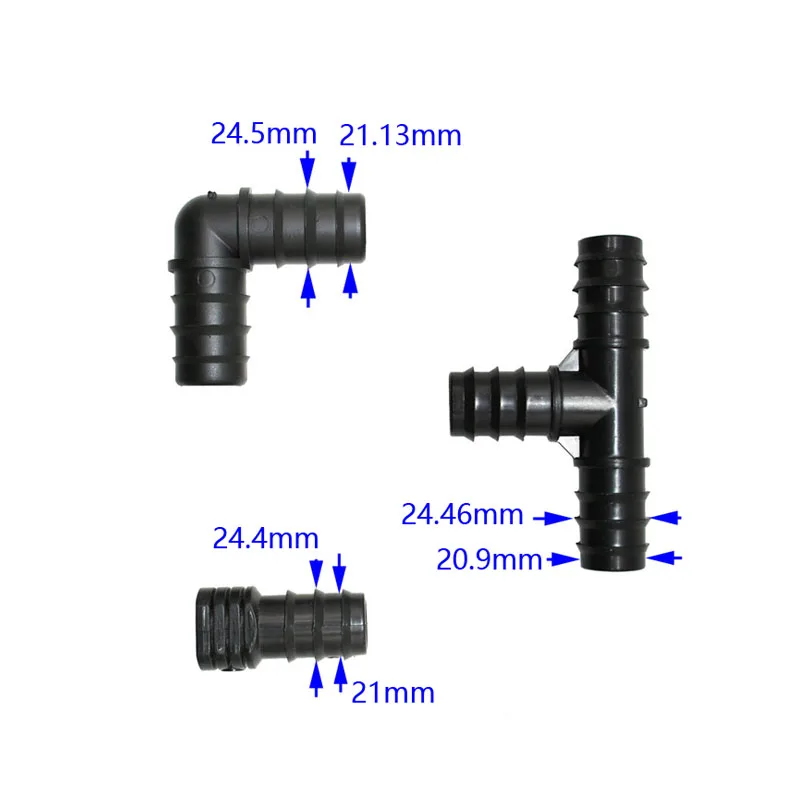 25mm wąż ogrodowy Tee kolanko koniec wody Splitter DN20 wąż 3-drożny nawadnianie ogrodu kolczasty nawadniania kropelkowego armatura 2szt