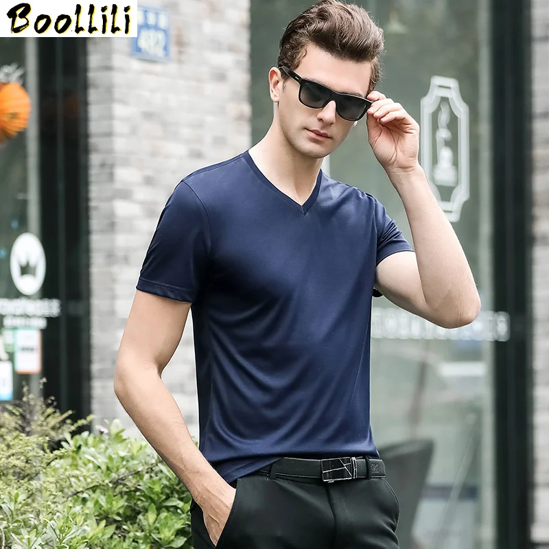 2023 Summer Boollili New T-Shirts Cotton Solid T-Shirt for Men Short Sleeve Casual 2023 Men's Clothing