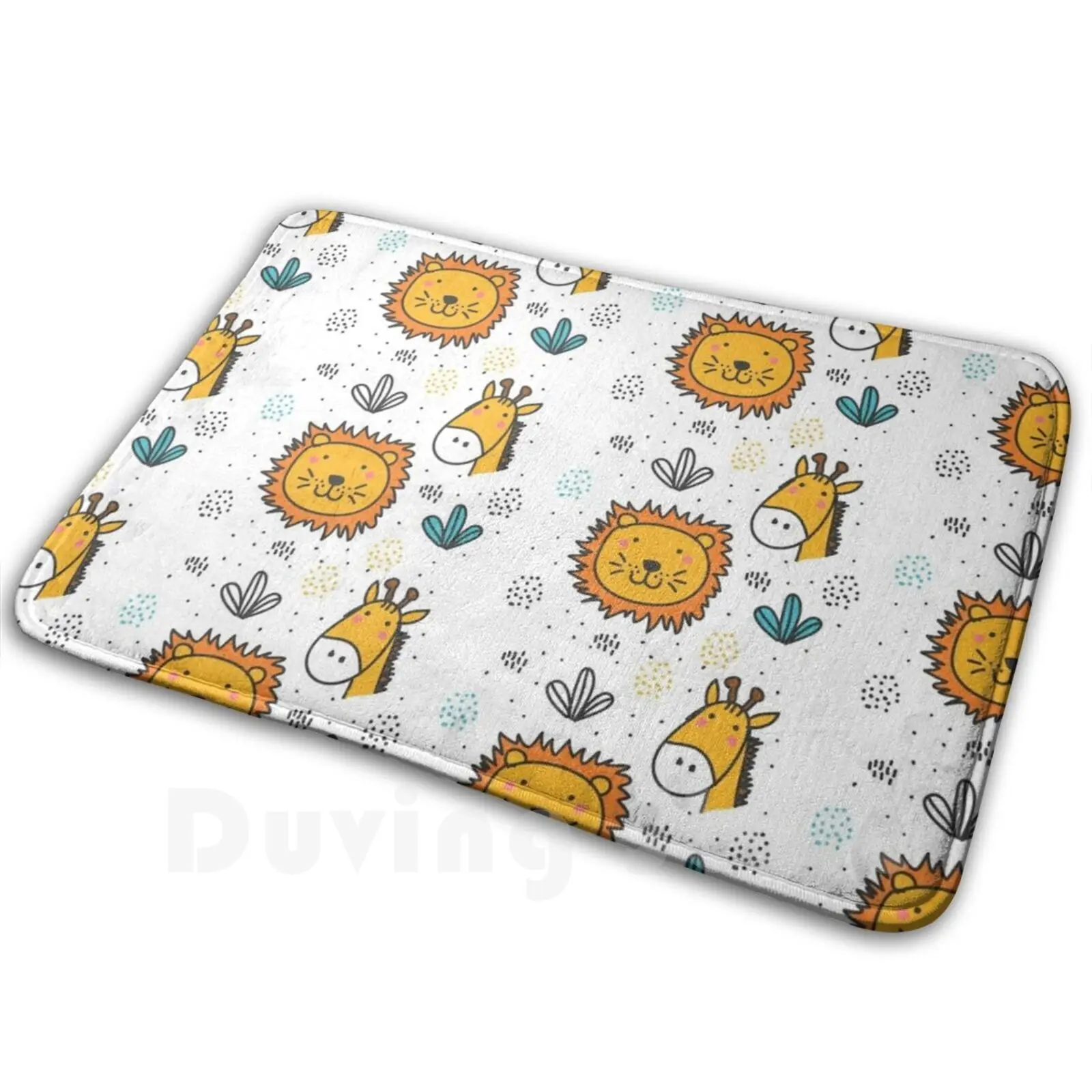 Animal Print Carpet Mat Rug Cushion Soft Non-Slip Animal Lion Giraffe Kids