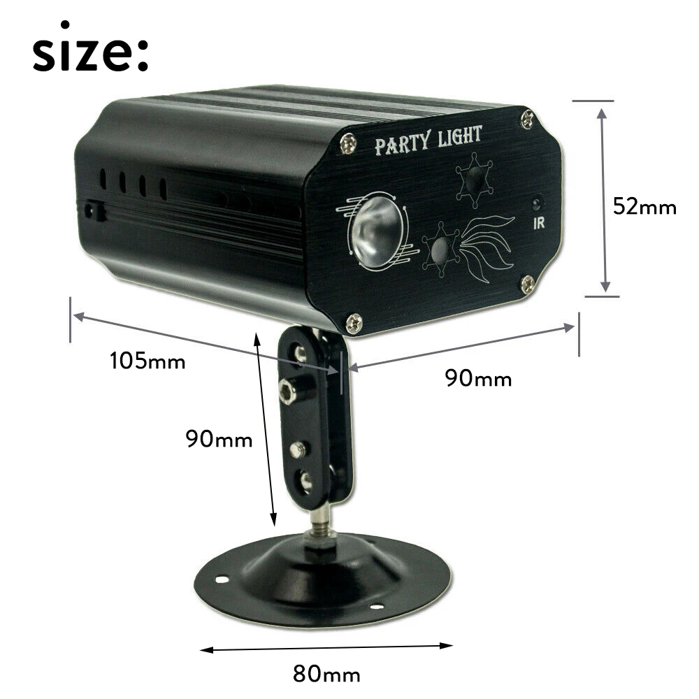 24 Patterns Mini RGB LED Laser Spotlight Disco DJ LED Stage Effect Light Bar KTV Party Projector Lamp Club Dancing Washlight