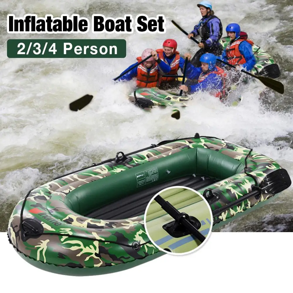 Iatable Boat 10ft 2~4 Person Iatable Boat Set with Paddles Air Pump PVC Kayak Canoe Boat Set for Drifting  Kayak CanoeBoat