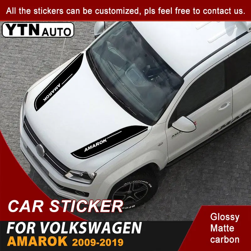 

2pcs Bonnet Hood Scoop Car Stickers Stripe Graphic Vinyl Cool Car Decals Car Accessories For Volkswagen Amarok 2009-2018 2019