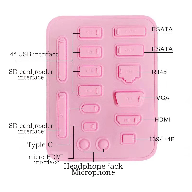 ซิลิโคนป้องกันฝุ่นปลั๊กฝุ่นปลั๊กแล็ปท็อปป้องกันฝุ่นพอร์ต USB RJ45อินเทอร์เฟซ WaterproofCover 16ชิ้น/เซ็ต