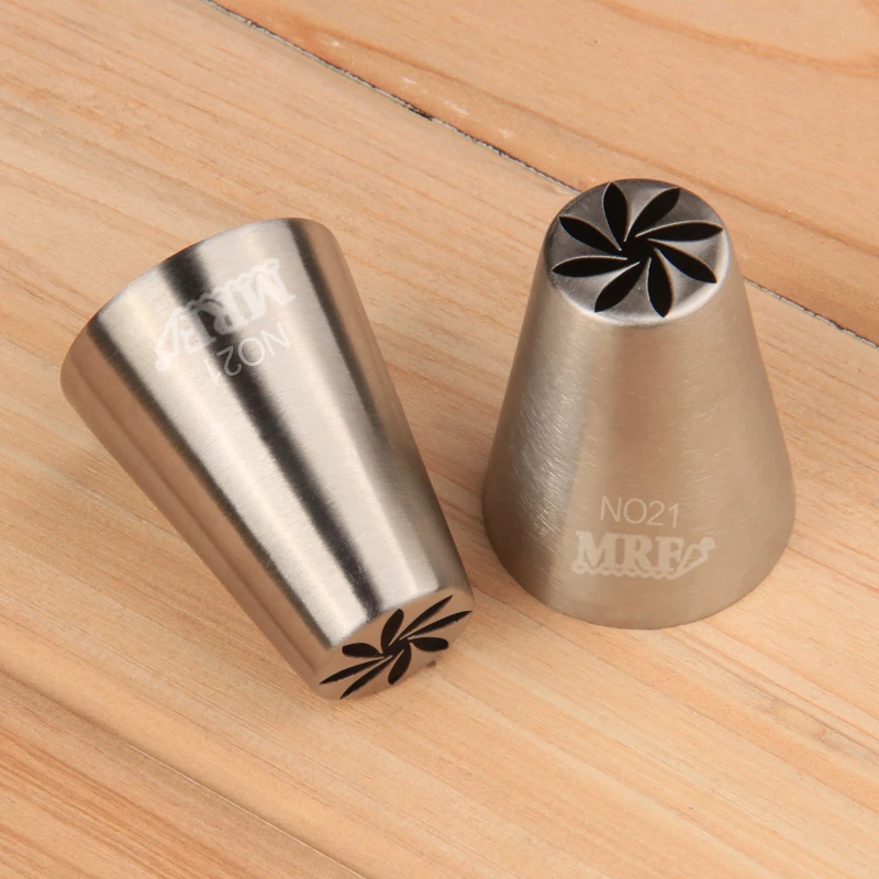 MRF 1PCS Stainless Steel 18/8 Standard Russian Flower Pastry Icing Tip,Cake Craft Cupcake Dessert Piping Nozzle HBNO21