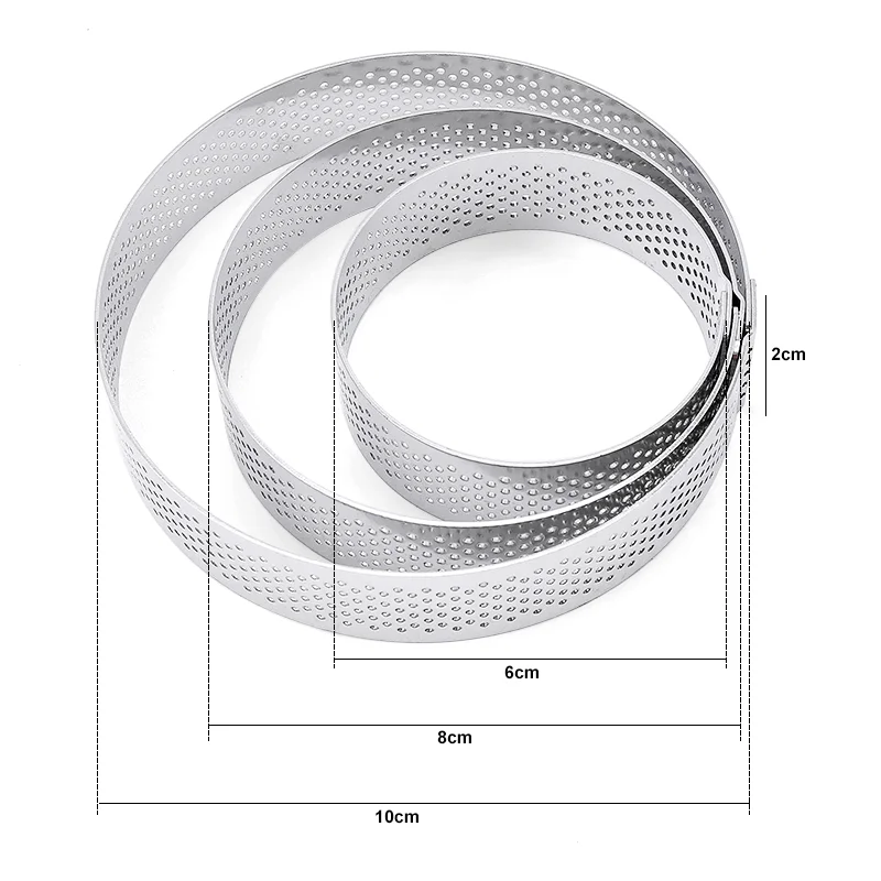 6 8 10 CM Stainless Steel Tart Mold Ring Tartlet Cake Mousse Molds Cookies Pastry Circle Cutter Pie Ring Perforated