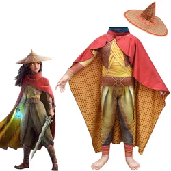 Girls Halloween Costume Cosplay Legend Movie Raya and The Last Dragon Kids Carnival Jumpsuit Cloak Hat Children Raya Outfit