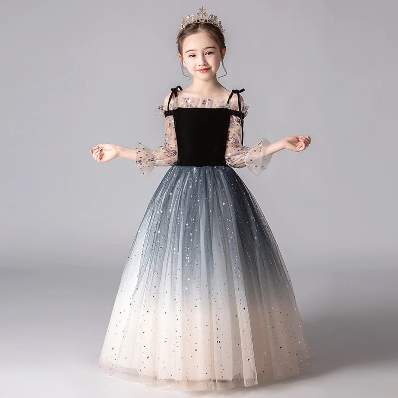 Evening Dress Elegant for Teen Flower Girls 2021 Child Graduation Ceremony Formal Ball Gowns Half Sleeve Clothes Prom 3 14 Years