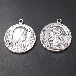 5pcs Silver Plated Christian Holy Father Jehovah and Catholic Virgin Mary Metal Tags Pendants DIY Charms Jewelry Crafts Making