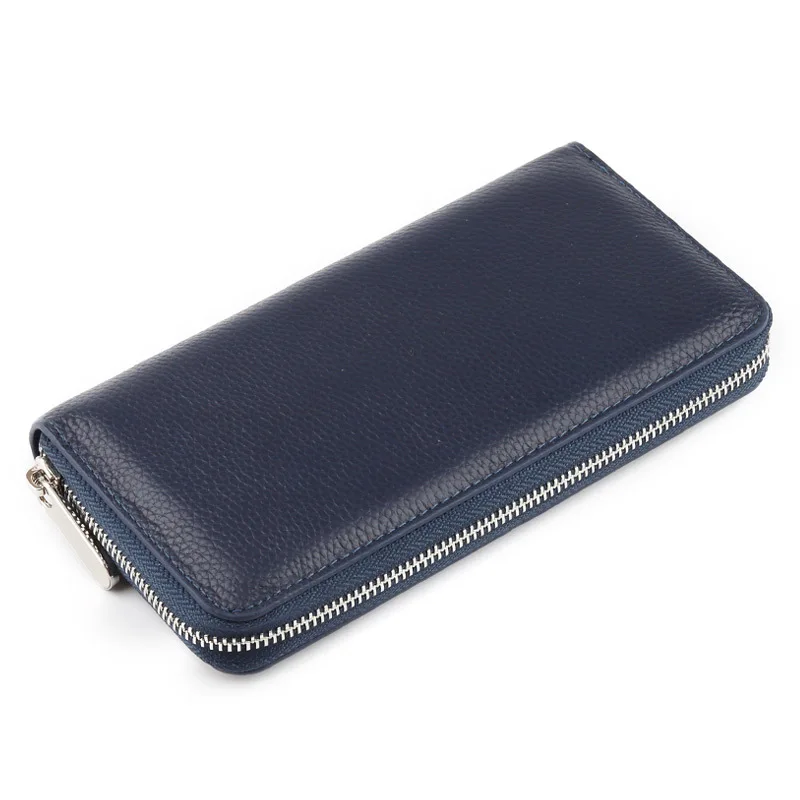 Genuine Leather Wallet for Women Soft Large Capacity Men Clutch Purse Zipper Around with Zipper Coin Phone Pocket Japan Style