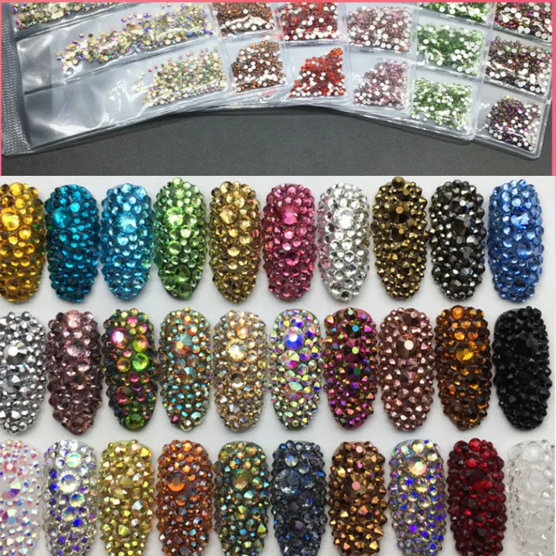 SS4-SS16 Multi-size Crystal Manicure Rhinestones Nail Decoration Strass Charms Stones For 3D Designs Nails Accessoires