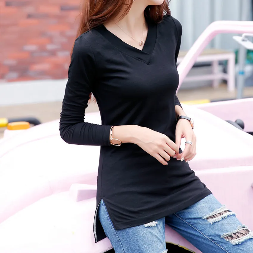 New 2024 Long T Shirt Women Cotton Long Sleeve Ropa Mujer Winter Women\'s T-shirts Cute Print Tops Tees Casual Women Tunic Tops