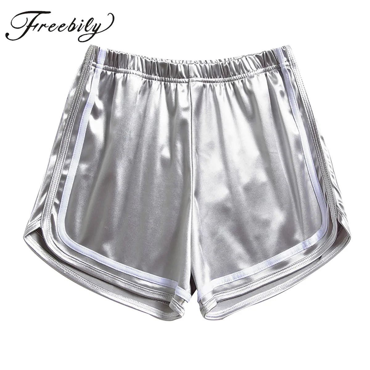 Women's Dolphin Shorts Shiny Satin Athletic Butt Lifting Booty Shorts Hot Pants Swimming Running Fitness PJ Sleep Bottoms