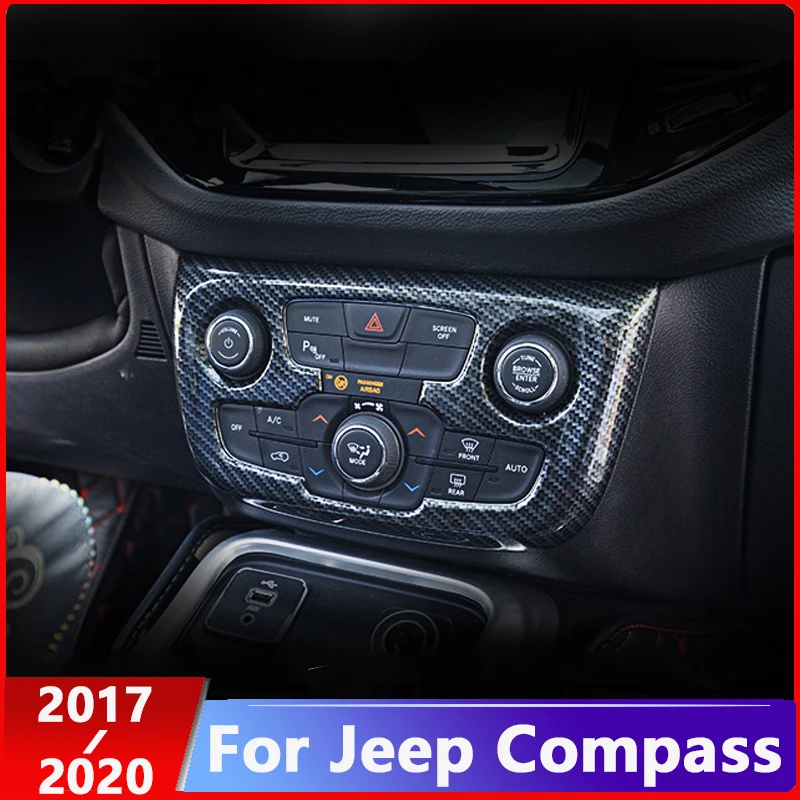 For Jeep Compass 2017 2018 2019 2020 ABS Chrome Car air conditioner Switch panel frame cover trim Car Accessories