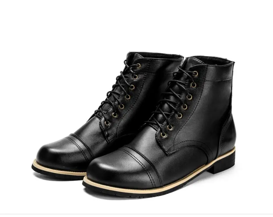 

2020 Winter Chelsea Boots Men Leather Shoes Round Toe Ankle Boots Fashion Brand Lace Up Autumn Winter Male Footwear