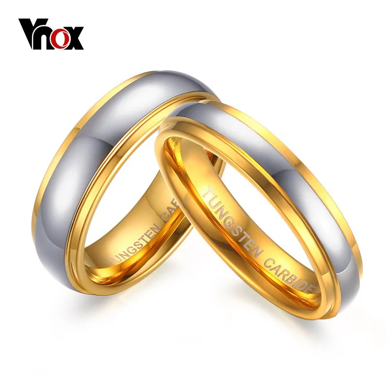 Vnox Jewelry His & Her\'s Polishing Center Step Edge Tungsten Carbide Wedding Band Ring for Woman Men 6MM/4MM Price for 1Pce