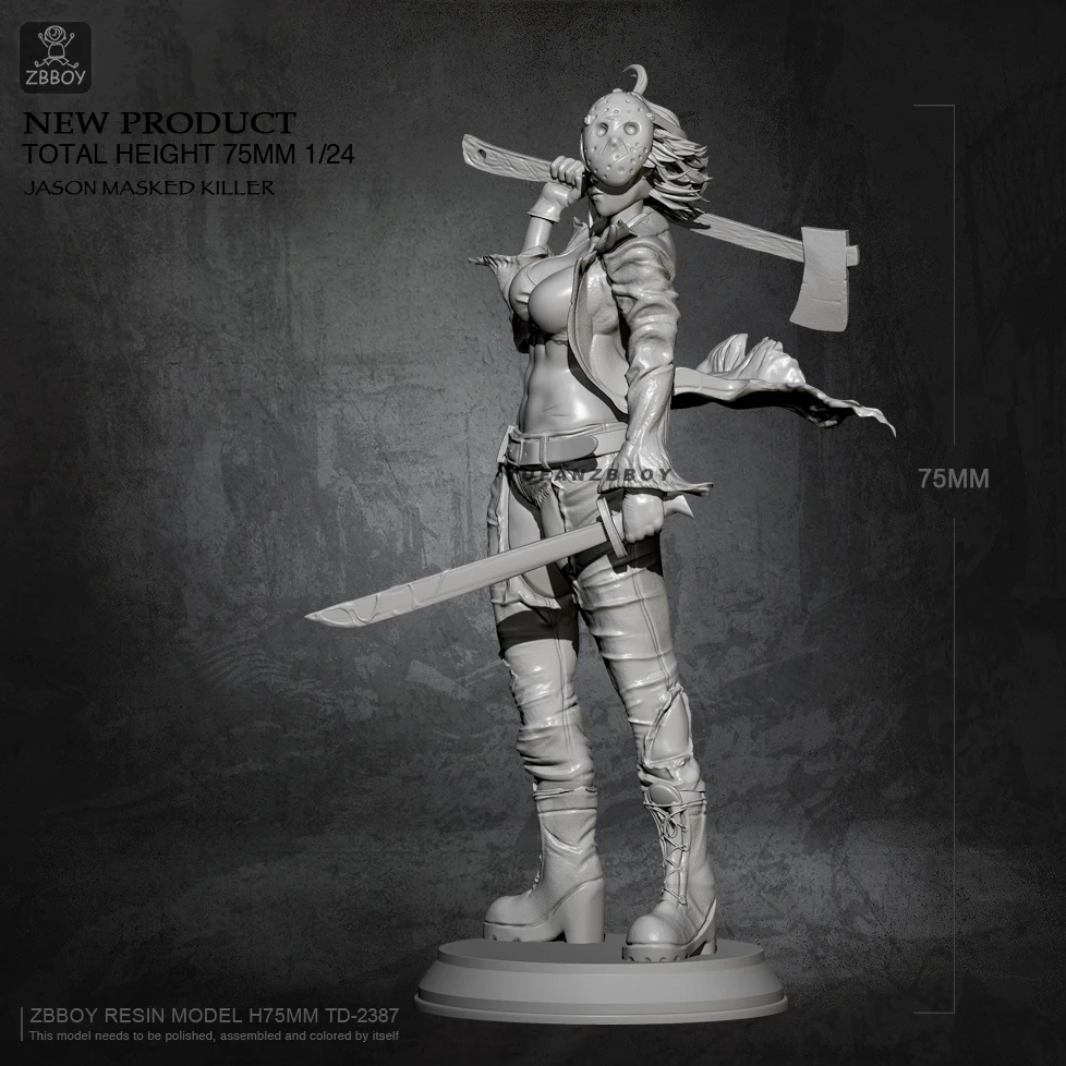 75mm Resin model kits Mask beauty self-assembled TD-2340