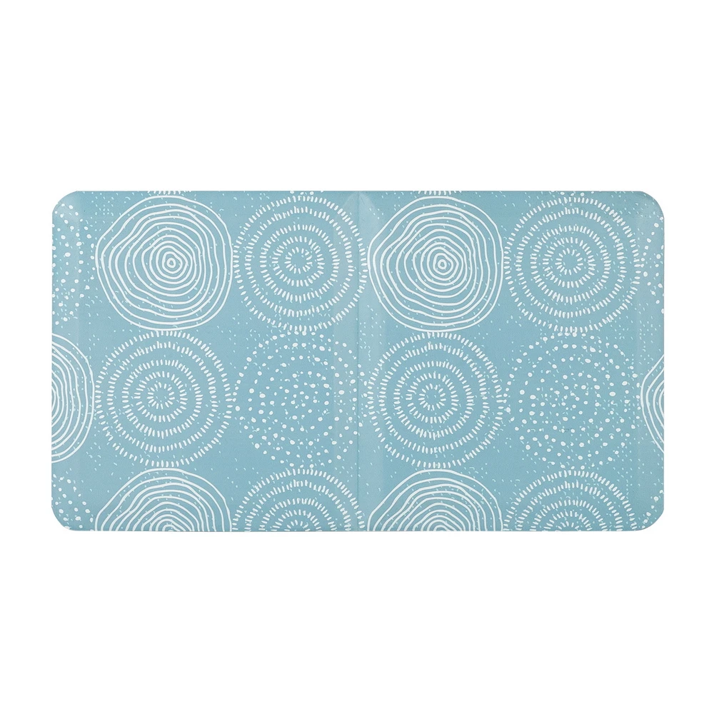 

20"x36" Kitchen Mat PU Foam Rectangular Anti Slip Fold in Half Striped Cyan Use for Office Workshops Garages Bars Etc[US-Stock]