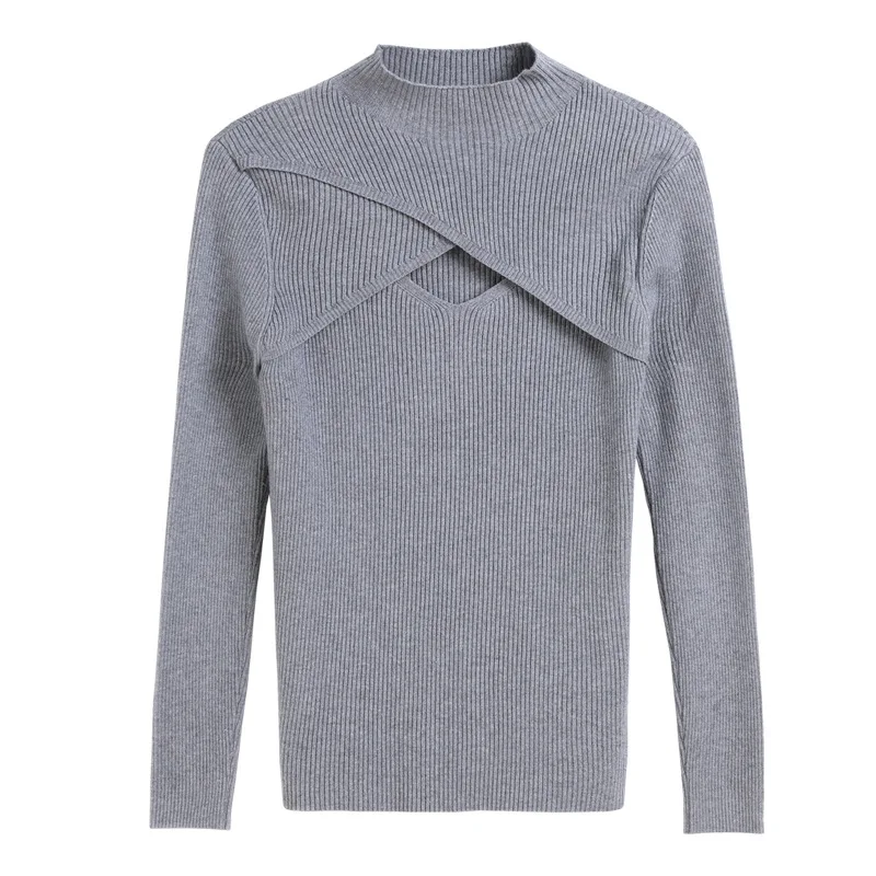 2023 Herfst En Winter Nieuwe Forens Semi-Coltrui Slanke Trui Flash Garen Foundation Sweater