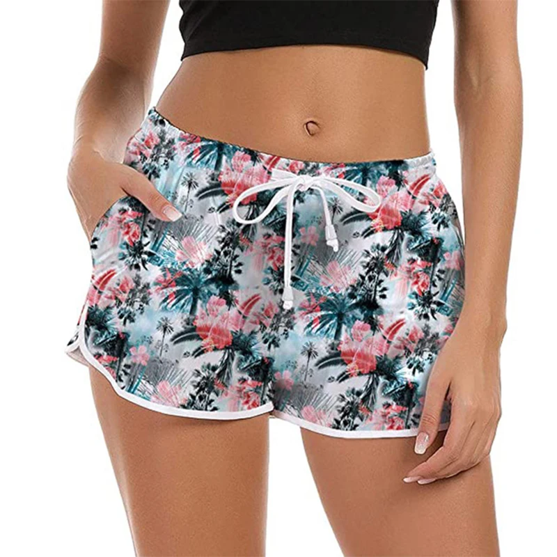 Quick Dry Swim Shorts Women Summer Beach Gym Shorts Mujer Sexy Sport Loose Surf Swimwear Athletic Running Board Short Pant Woman