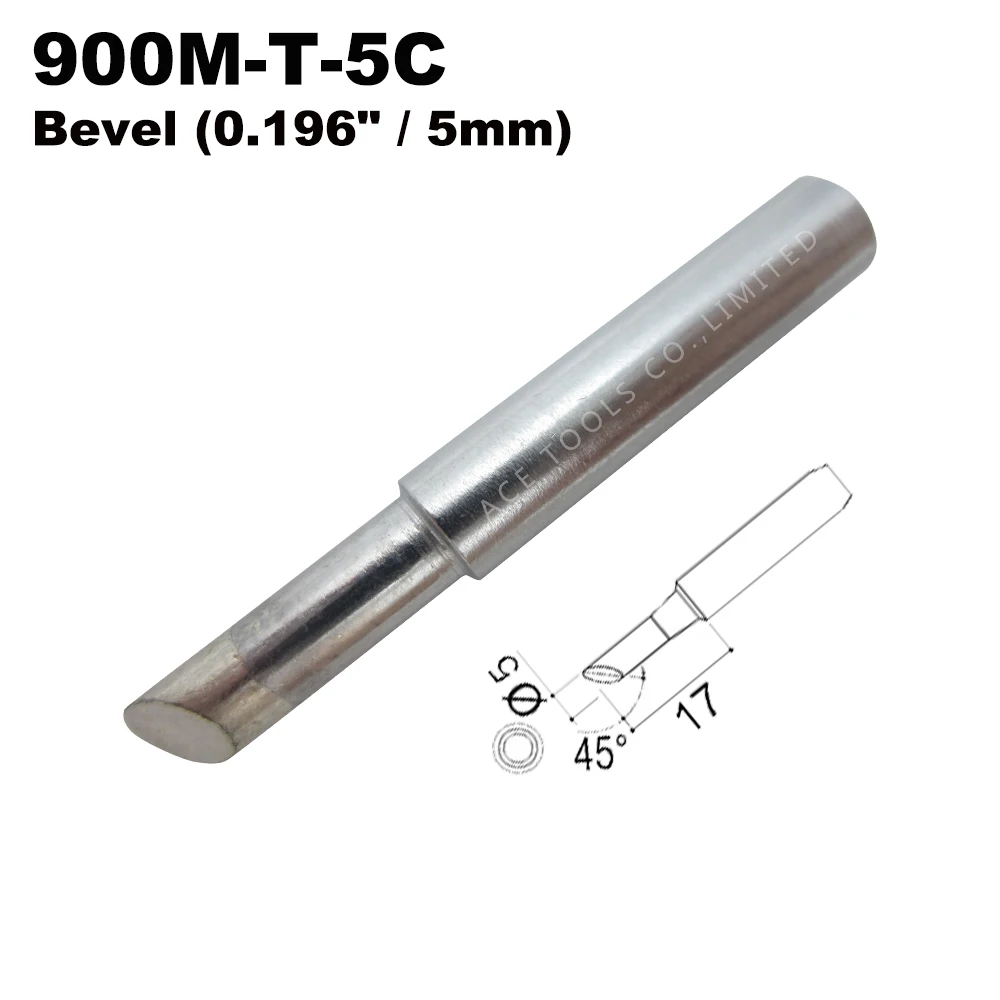 

Soldering Tip 900M-T-5C Bevel 5mm for Hakko 936 907 Milwaukee M12SI-0 Radio Shack 64-053 Yihua 936 X-Tronics 3020 Iron Bit