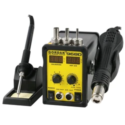 Gordak 968D Double Digital Display Anti Static Hot Air Gun Electric Soldering Iron SMD Rework Station BGA Desoldering Tool