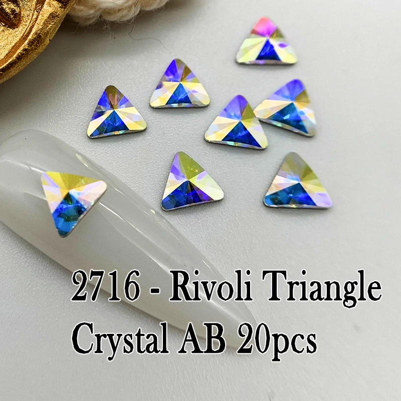 20pcs 5mm Glass Nail Art Rhinestones Mini Triangles AB Colorful Stones Nail Art Garment Charm Crystal Rhinestone 3D Nail Jewelry