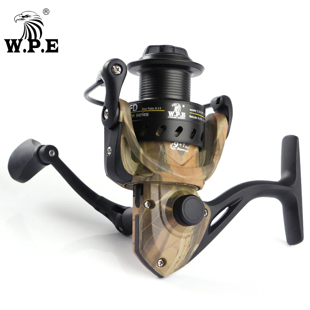 W.P.E CAMOU SPINN 2000 3000 4000 5000 Series Fishing Reel High Speed 9+1 Ball Bearings Spinning Reel Fishing Tackle Carp Fishing