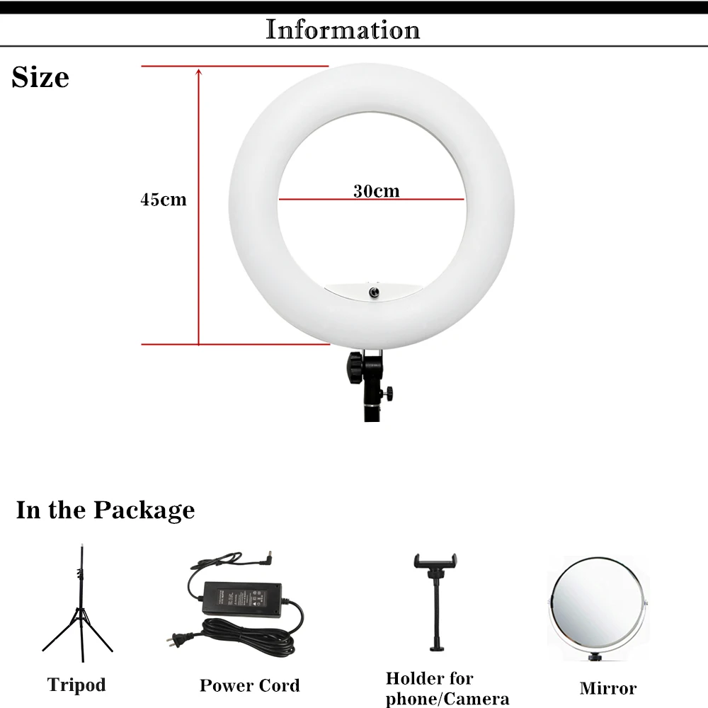 Ring Light professionale da 18 pollici con treppiede 3200K-5500K bicolore Yidoblo FD480 per lampada ad anello Selfie tatuaggio trucco per Studio 45cm