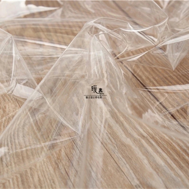 0.1mm Transparent TPU Fabric Ultrathin Waterproof DIY Crystal Bag Decor Plastic Raincoat Coat Clothes Designer Fabric