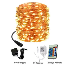 10m 20m 30m 50m 100m led luzes de fadas fio de cobre led string luzes decoração de natal guirlanda com controle remoto para jardim