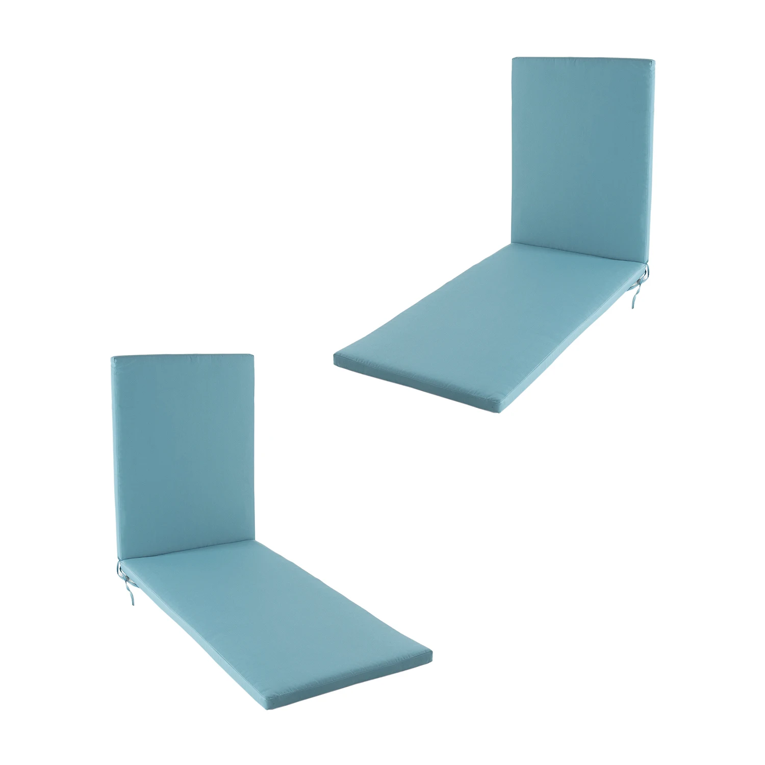 2 Pack turquoise outdoor lounger cushions | Size 196x60x5 cm | Water repellent | Removable, outdoor cushions, garden cushion, outdoor pillows, chair and armchair cushions