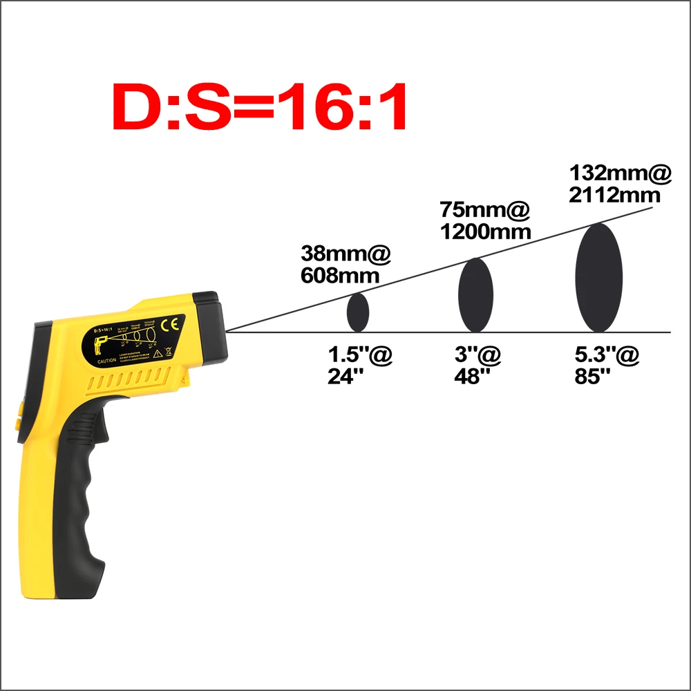 RZ Non-Contact Infrared Thermometer Digital Outdoor Laser IR Thermometer Temperaure Sensor Range -50~1300C Handheld Pyrometer