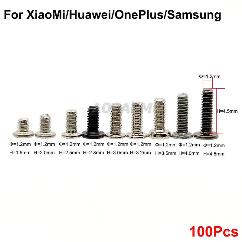 Aocarmo For XiaoMi For Huawei For OnePlus For Samsung Galaxy Inside Motherboard Middle Frame Bolts Screws 1.2x1.5/2.0/2.5/3.5mm