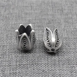 2pcs of 925 Sterling Silver Flower Beads for Floral Blossom Necklace Bracelet