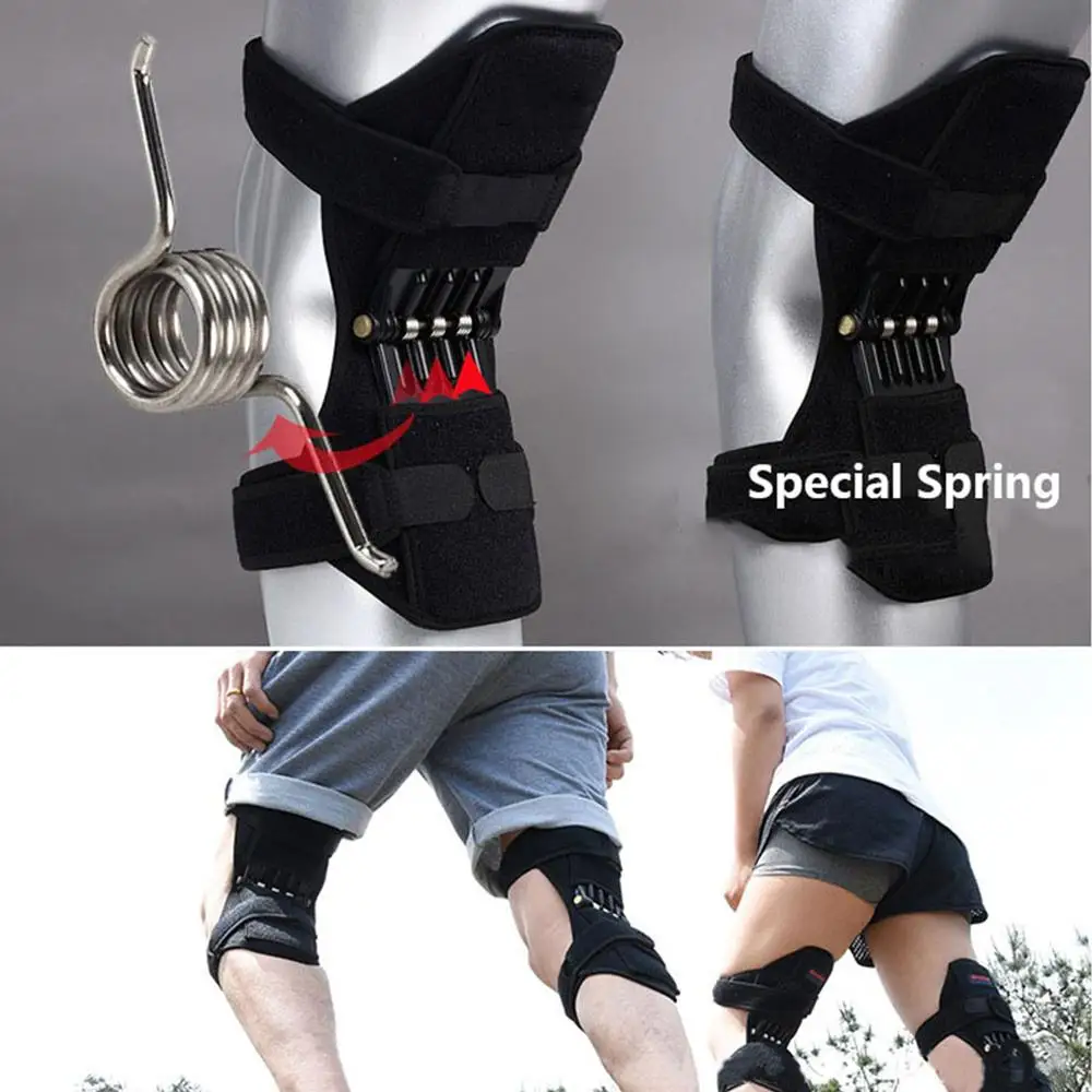 2Pcs Powerful Knee Boost Joint Support Knee Pads Patella Strap Power Lifts Rebound Spring Force Knee Protector Brace Support