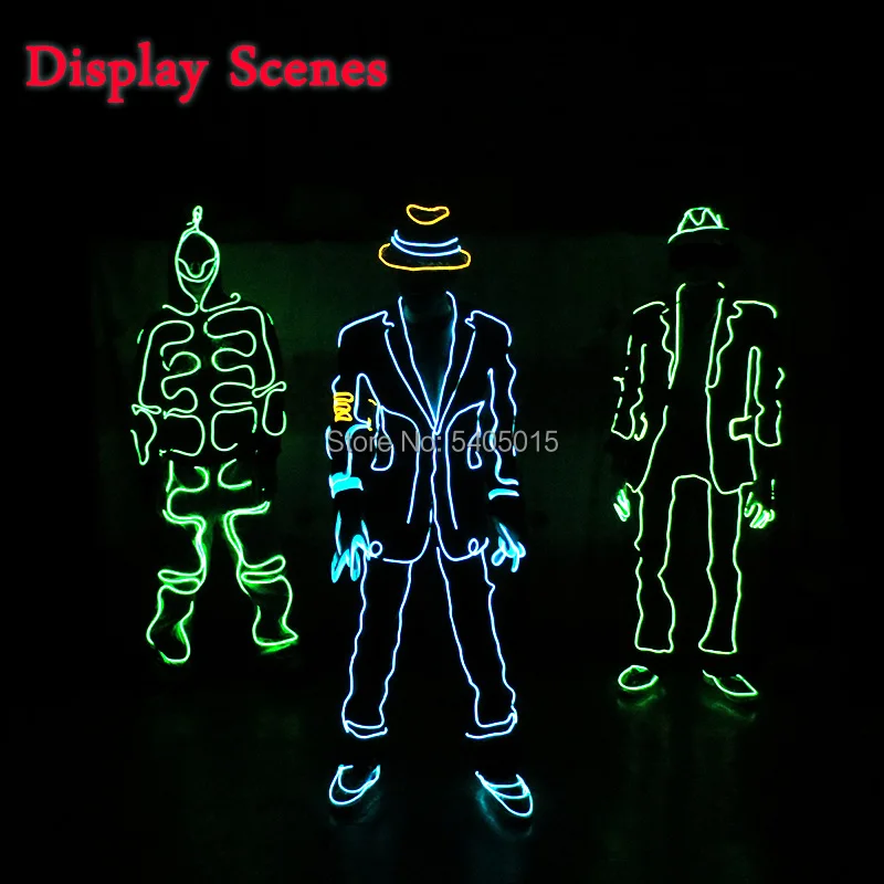 EL Suits New Fashion LED/EL Clothes Luminous Costumes Glow Dance Supplies Light Clothing Men For Holiday DIY Decoration Hot Sale