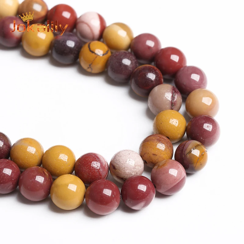 Natural Red Yellow Mookaite Stone Beads Round Loose Spacers Beads For Jewelry Making DIY Bracelets Accessories 4 6 8 10 12mm 15\