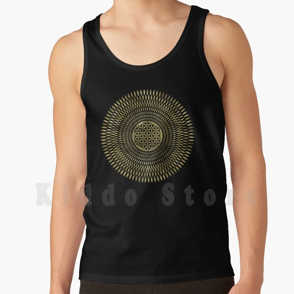 Golden Flower Of Life Tank Tops Vest Sleeveless Flower Of Life Blume Des Lebens Fleur De Vie Sacred Geometry