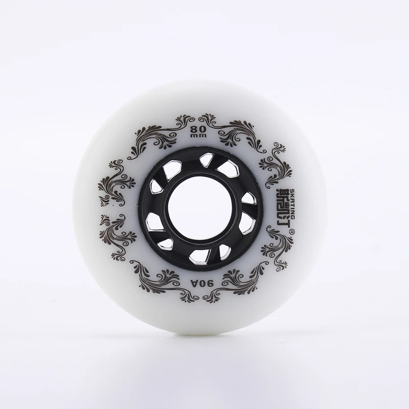 8pcs White/Yellow Inline Roller Skates Wheels 90A Freestyle Durable Tire 72mm 76mm 80mm Roller Skate Seba Replace Blading Wheel