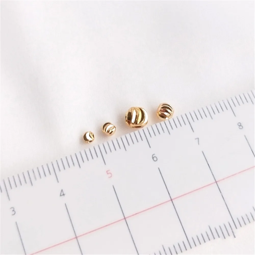 14K Gold Color Cut flower bead cut cutlass grain round bead DIY hand made string jewelry bracelet necklace accessories material