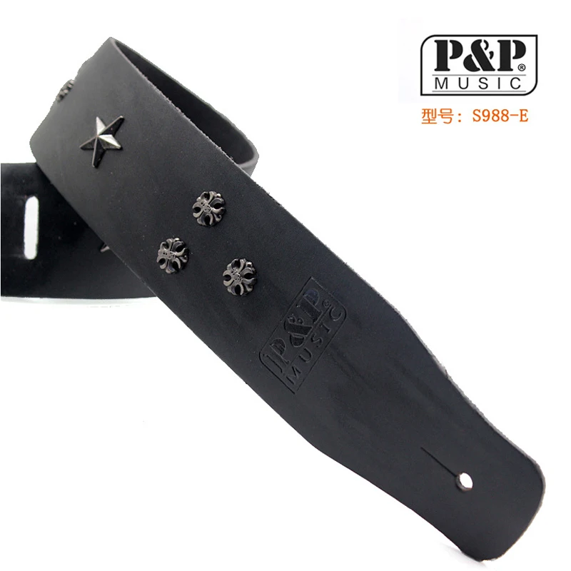 Guitar Strap Real Leather Metal Electric Guitar Strap Widened Thickened Bass Strap Rock Strap Guitar Accessories Parts